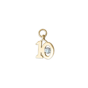 Vintage Diamond Number 10 Charm by Fewer Finer
