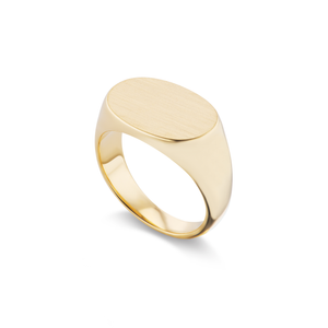 14k solid gold engravable oval signet ring