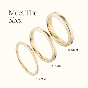 All mm sizes of the 14k solid gold engravable band