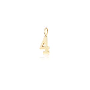 14k solid gold number 4 charm 