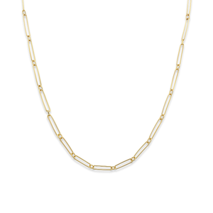 14k gold long chain link necklace 