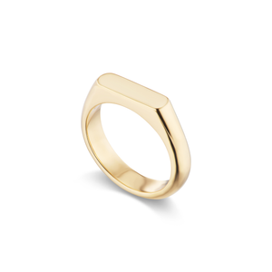 14k solid gold engravable straight signet ring