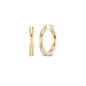 14k semi-hollow chunky gold hoops 