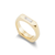 14k solid gold double sided straight signet-style ring with a baguette diamond and round diamond